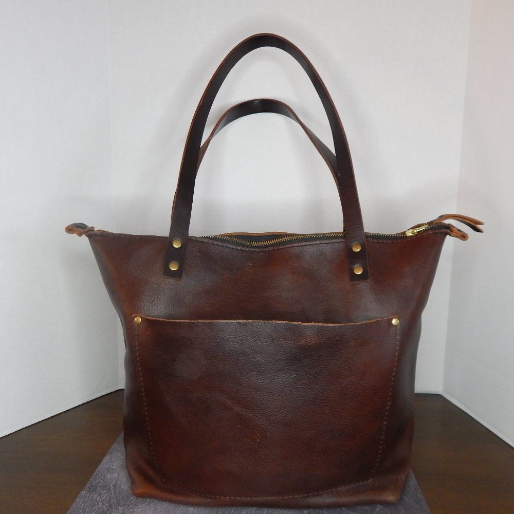 Portland Leather Goods Zippered Tote, Coldbrew